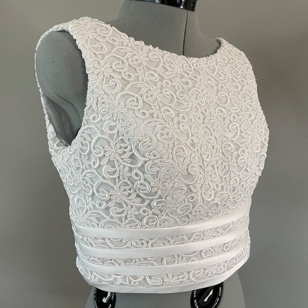 Mori Lee White Guipure Lace Bridal Top | Unique Reimagined Separate | Size Small